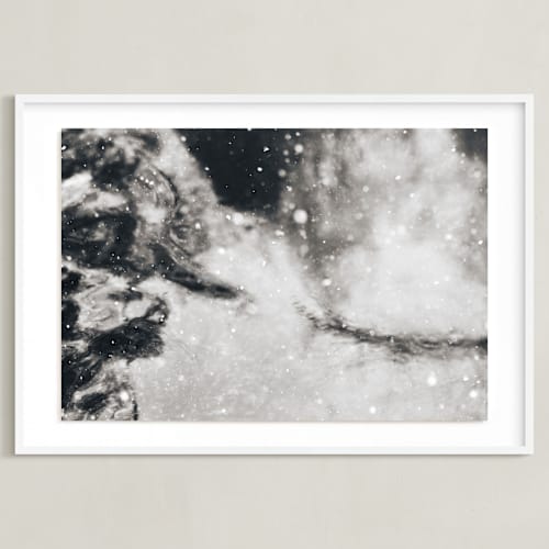 This is a velvet black art with standard by Jacquelyn Sloane Siklos called at the pond in winter