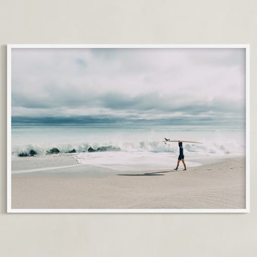 This is a soft blue art by Janet Cruz called east coast surfer
