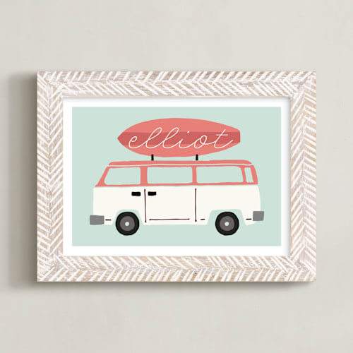 This is a seashell personalized art for kids by JeAnna Casper called surfboard