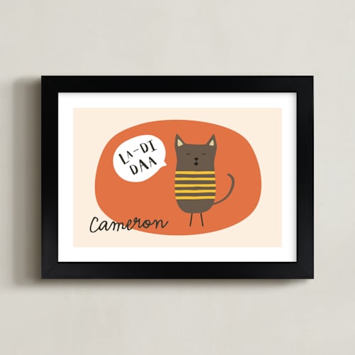 This is a sherbert personalized art for kids by Alston Foster called singing cat