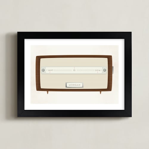 This is a walnut personalized art for kids by Grace Kreinbrink called vintage radio