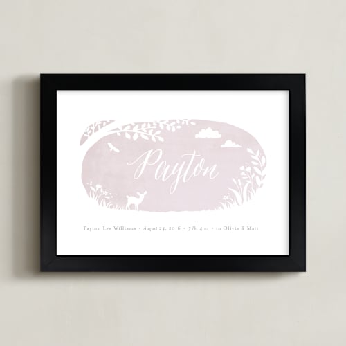 This is a lavender personalized art for kids by Jennifer Wick called meadow fawn