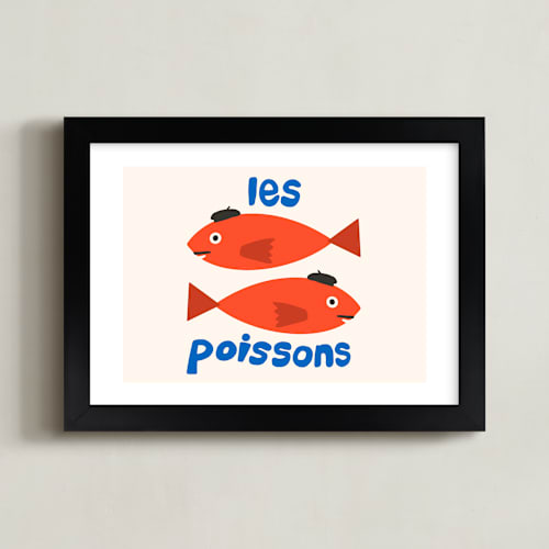 This is a scarlet kids wall art by Morgan Kendall called french fish