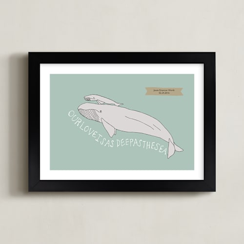 This is a aqua nursery wall art by Annada Hypes called deep as the sea