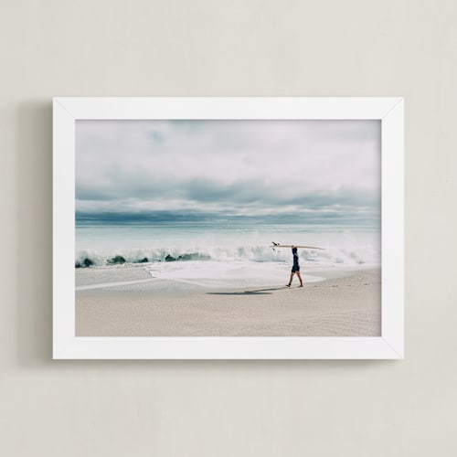 This is a soft blue art by Janet Cruz called east coast surfer