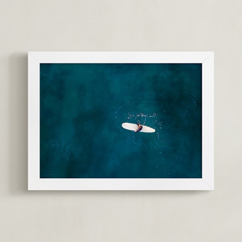 This is a dark teal art by Jessica Rice called waiting on waves