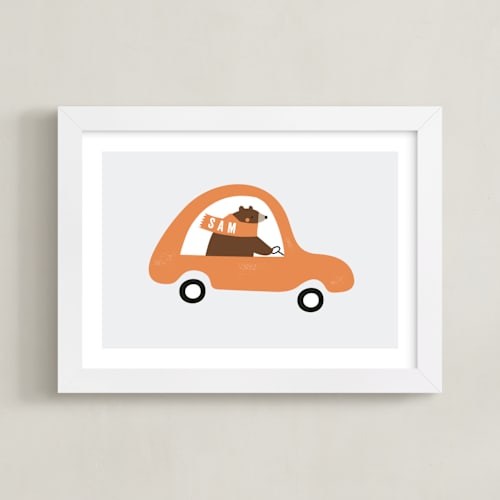 This is a tangerine personalized art for kids by Angela Thompson called fast bear