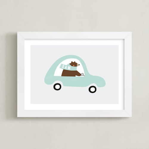 This is a spearmint personalized art for kids by Angela Thompson called fast bear