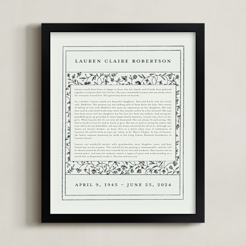 This is a meadow memorial obituary prints by Stephanie Hawkes called hansen non-photo obituary print