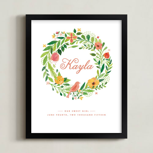 This is a grapefruit nursery wall art by Ariel Rutland called painted wreath