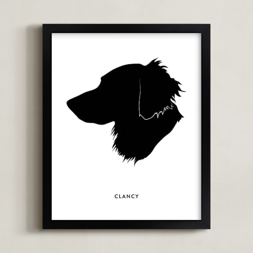This is a black silhouette art by Minted called pet silhouette: custom print with text 