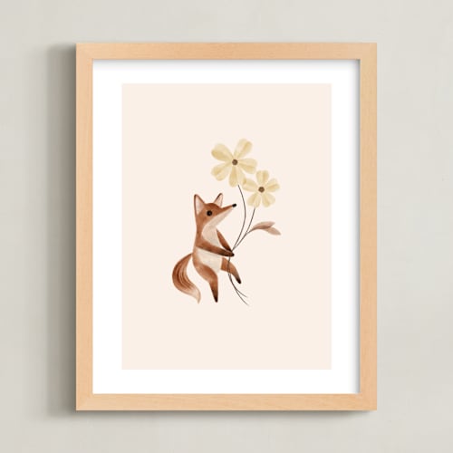 This is a tan art by Vivian Yiwing called fox with flowers
