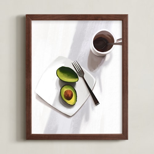 This is a bright white art by Kinga Subject called flatlay avocado