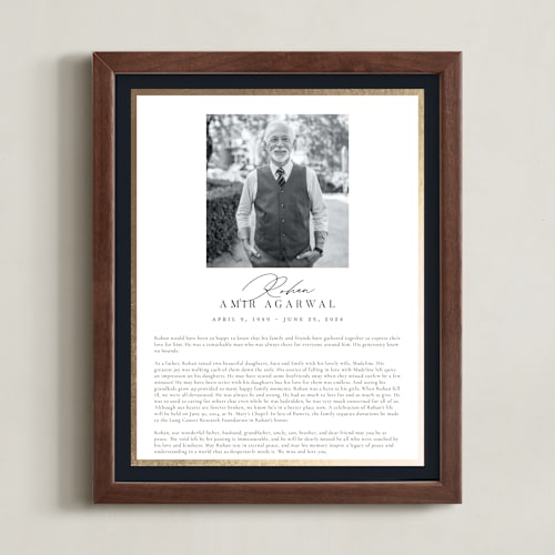 This is a white foil pressed memorial obituary prints by Nicole Walsh called classic edge