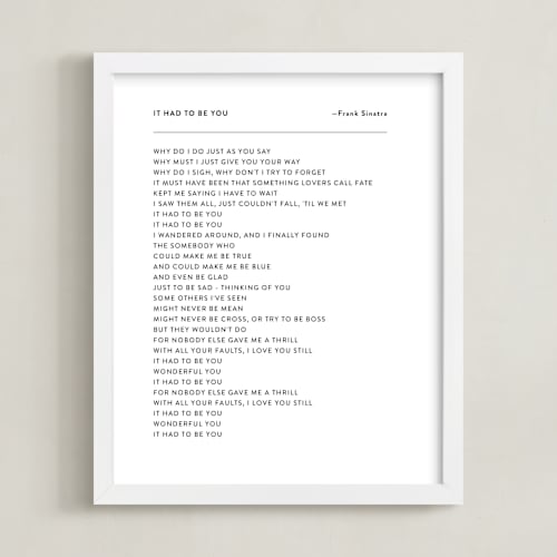 This is a white photos to art by Minted called your lyrics: custom print 