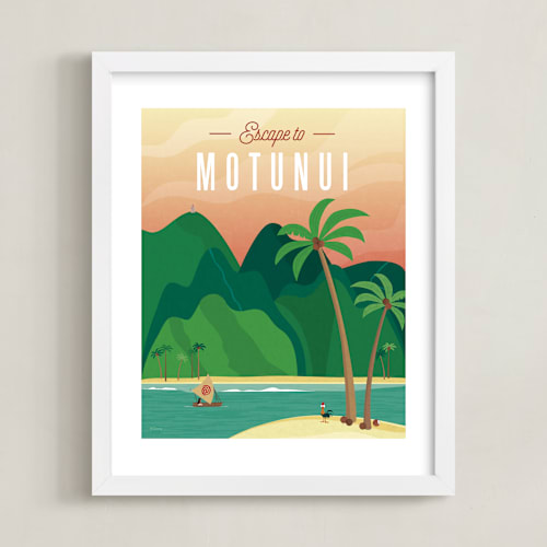 This is a sunset disney art by Erica Krystek called escape to montunui