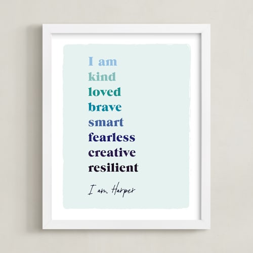 This is a winter personalized art for kids by Nazia Hyder called positive affirmations