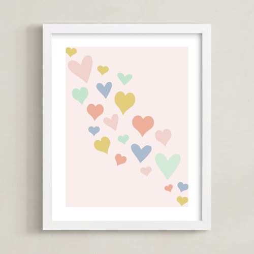 This is a charming pink kids wall art by Kasia Labocki called wave of love