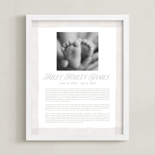 This is a white memorial obituary prints by Jackie Crawford called brush stroke obituary print