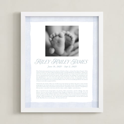 This is a blueberry memorial obituary prints by Jackie Crawford called brush stroke obituary print