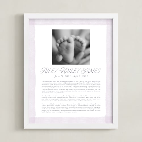 This is a lilac memorial obituary prints by Jackie Crawford called brush stroke obituary print