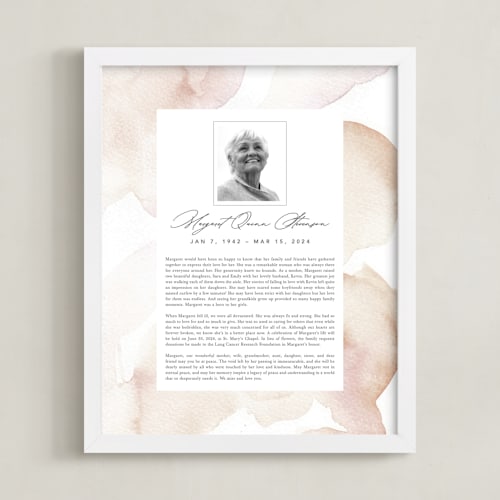 This is a blush memorial obituary prints by Creo Study called flow obituary print