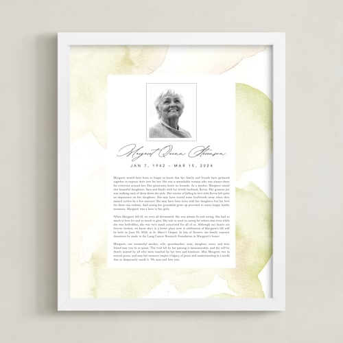 This is a lemongrass memorial obituary prints by Creo Study called flow obituary print