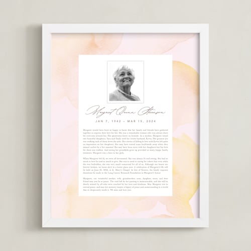 This is a mimosa memorial obituary prints by Creo Study called flow obituary print