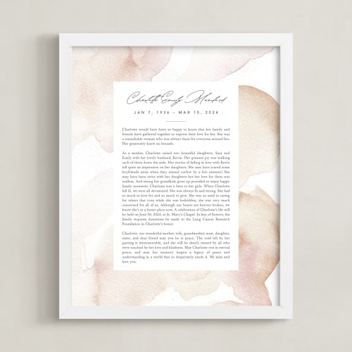 This is a blush memorial obituary prints by Creo Study called flow non-photo obituary print