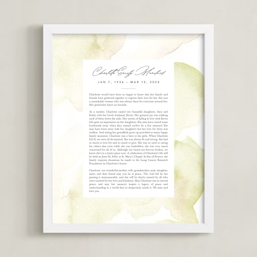 This is a lemongrass memorial obituary prints by Creo Study called flow non-photo obituary print