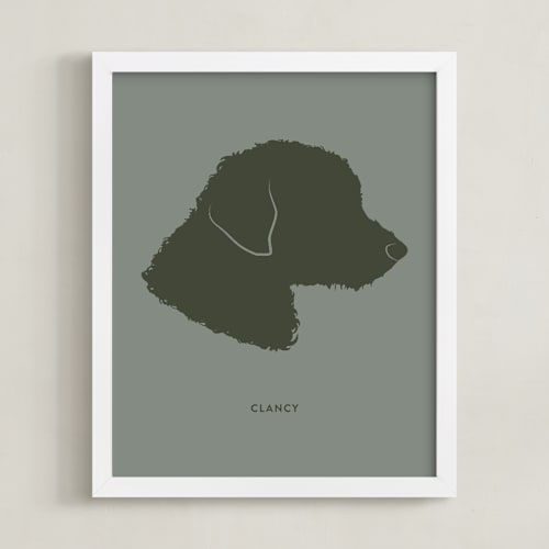 This is a olive shadow silhouette art by Minted called tonal pet silhouette: custom print with text