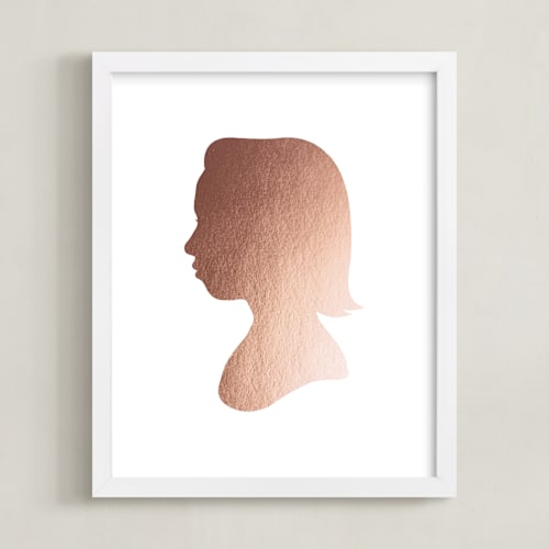 This is a rose gold silhouette art by Minted called custom silhouette foil art