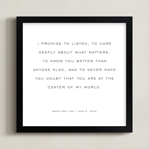 This is a deep gray photos to art by Minted called your vows: square orientation custom print 