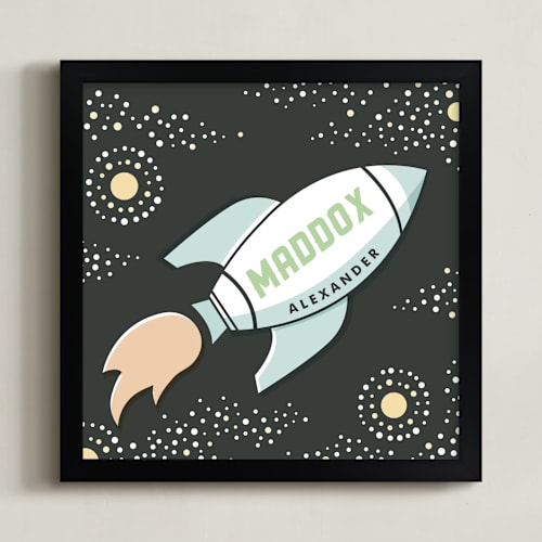 This is a mint personalized art for kids by Jessie Steury called out of this world