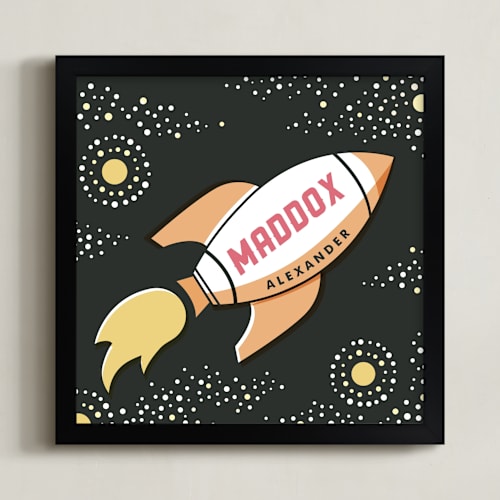 This is a orange personalized art for kids by Jessie Steury called out of this world