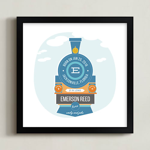 This is a cornflower personalized art for kids by Anupama called t is for train