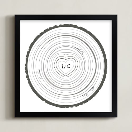This is a charcoal nursery wall art by Jessie Steury called family tree rings