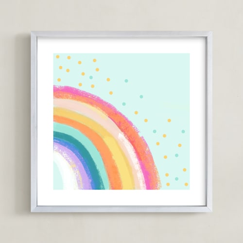 This is a rainbow mint kids wall art by AlisonJerry called ventura rainbow l