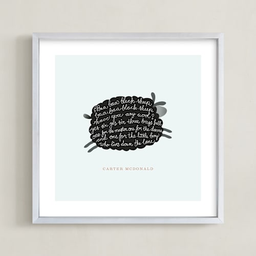 This is a aqua nursery wall art by chocomocacino called jumping black sheep