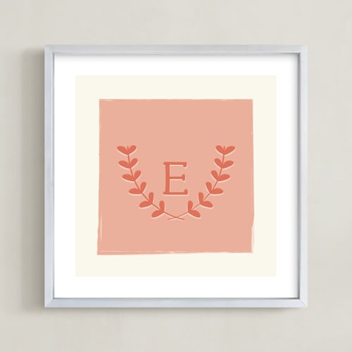 This is a coral nursery wall art by Kim Dietrich Elam called laurel