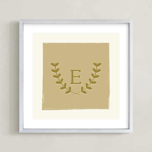 This is a golden nursery wall art by Kim Dietrich Elam called laurel