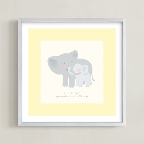 This is a sunshine nursery wall art by Lori Wemple called a mother's love - elephants