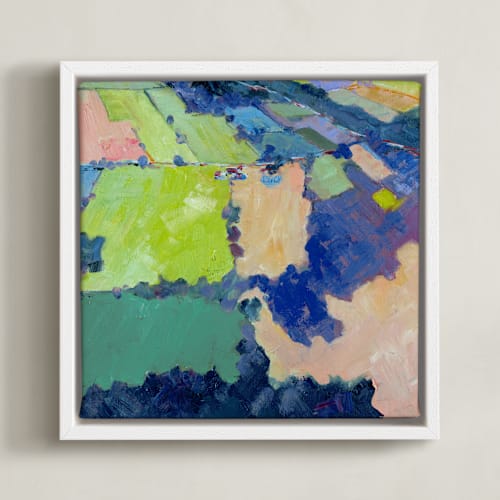 This is a patchwork  art by Stephanie Goos Johnson called above the farm 1
