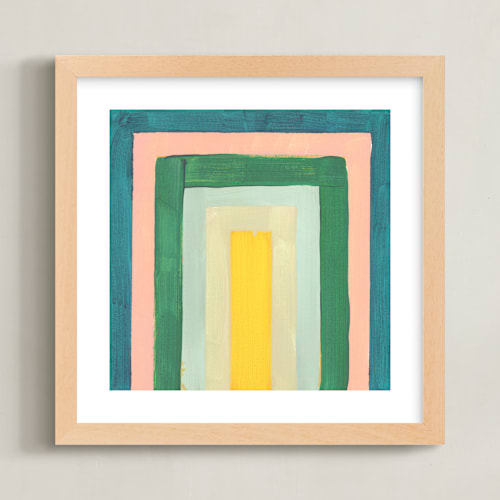 This is a turquoise kids wall art by Lindsay Megahed called rainbow twist 2