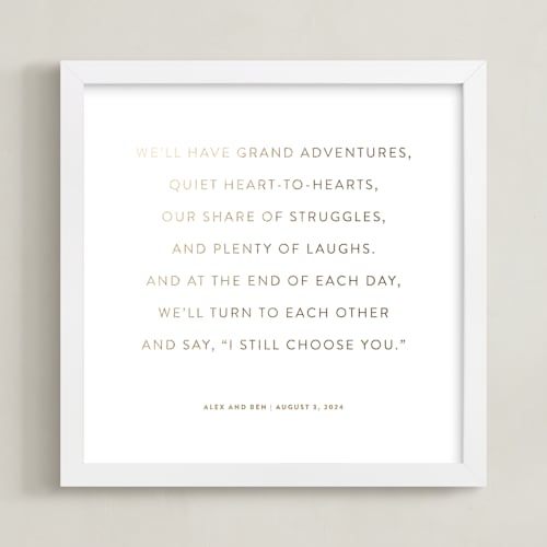 This is a gold photos to art by Minted called your vows: square orientation custom foil print