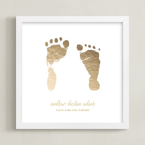 This is a gold photos to art by Minted Custom called footprints: custom foil print