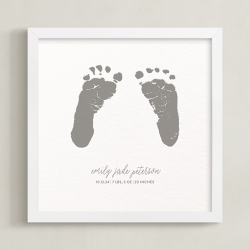 This is a warm gray photos to art by Minted Custom called footprints: custom letterpress print