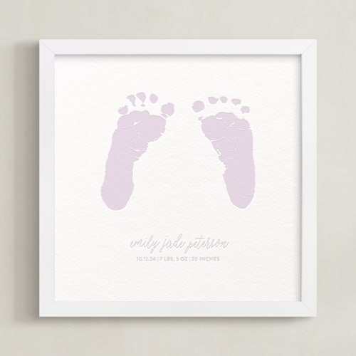 This is a pastel lilac photos to art by Minted Custom called footprints: custom letterpress print