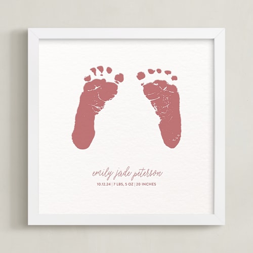 This is a burgundy photos to art by Minted Custom called footprints: custom letterpress print