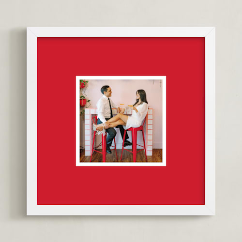 This is a red photo art by Minted called color border: square framed photo